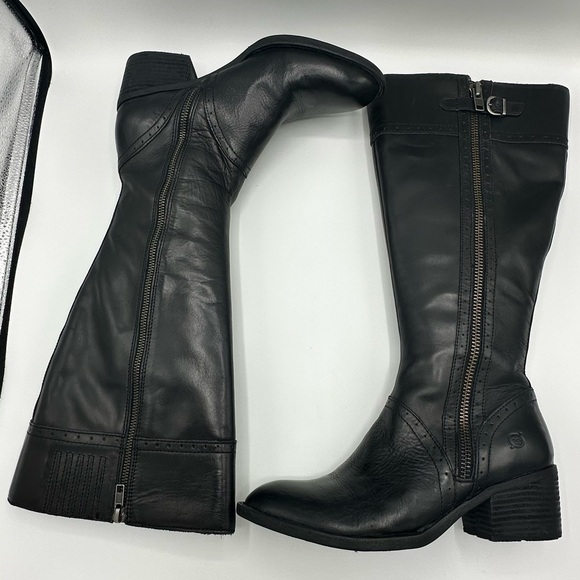 WIDE CALF 9M Like New Born Size Tall Black Boots “Poly” Style - Picture 9 of 9